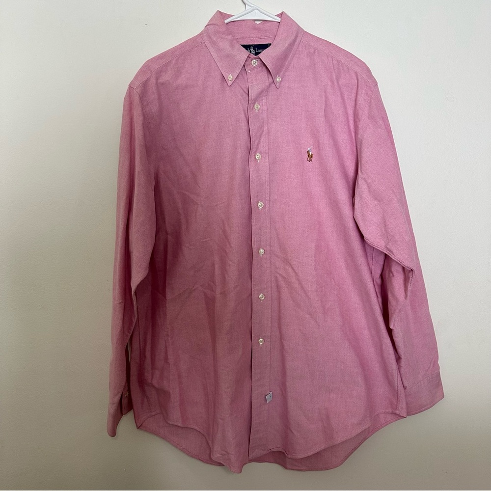 Ralph Lauren Vintage Men’s Button Down Cotton Oxford In Pink Size 15 1/2 34 Pony